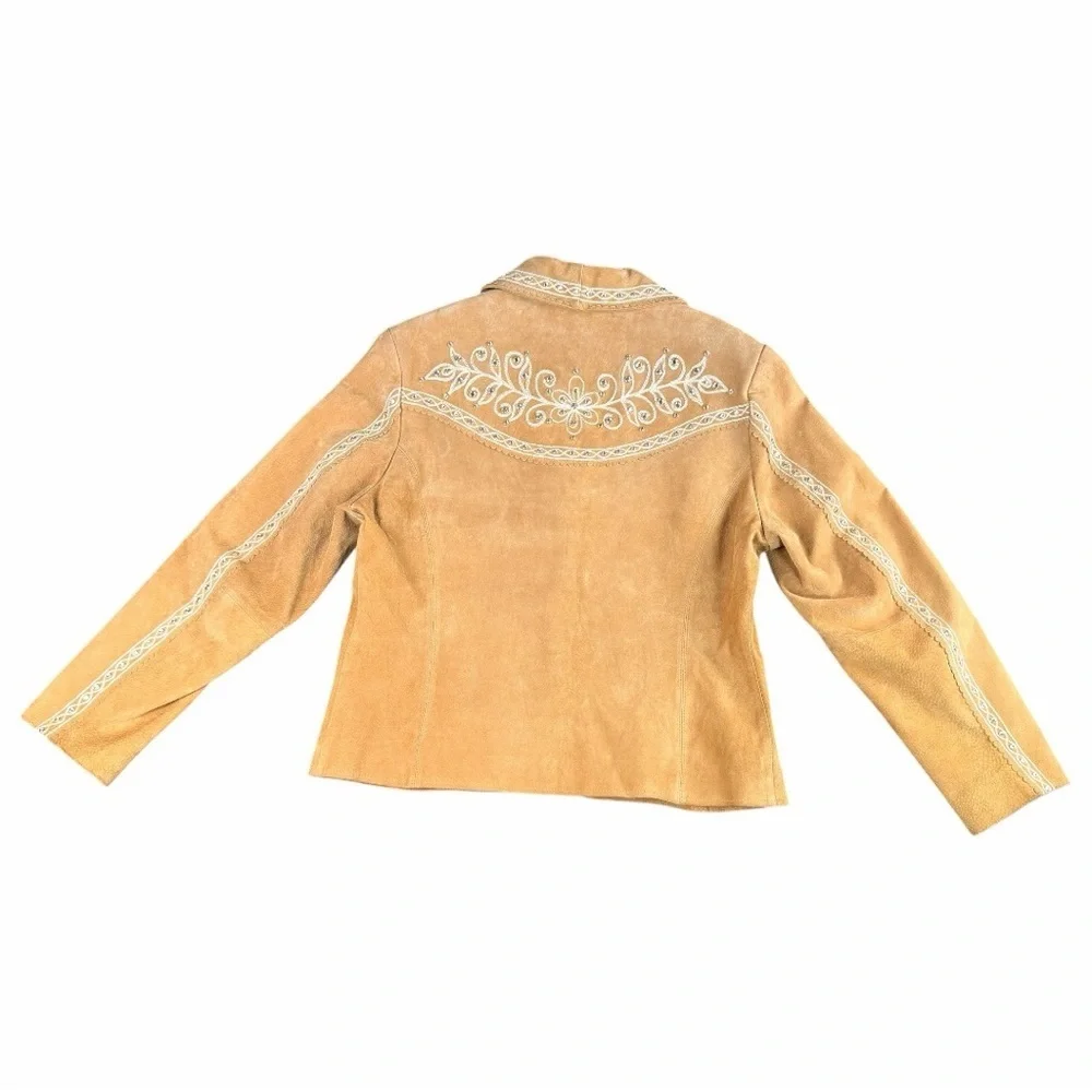 Cripple Creek Western Leather  Embroidered & Jeweled Tan Jacket Women’s Size XL - Picture 6 of 12